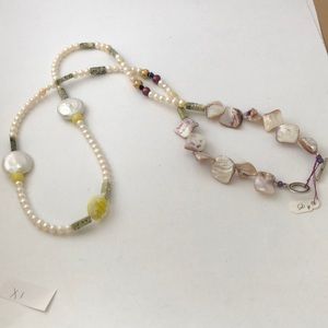 Stone & Pearl bead & Mother of Pearl necklace (X1)
